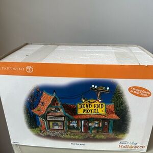 Department 56 Dead End Motel with Vibrant Orange and Blue